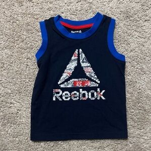 Reebok Black Tank Top with Blue Trim and Red Accent
